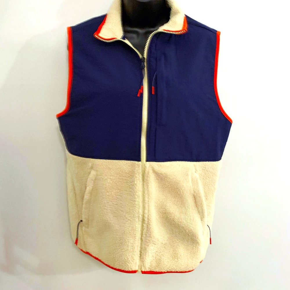 Men’s | Old Navy | Tan, Orange, Navy Fleece Vest |Medium